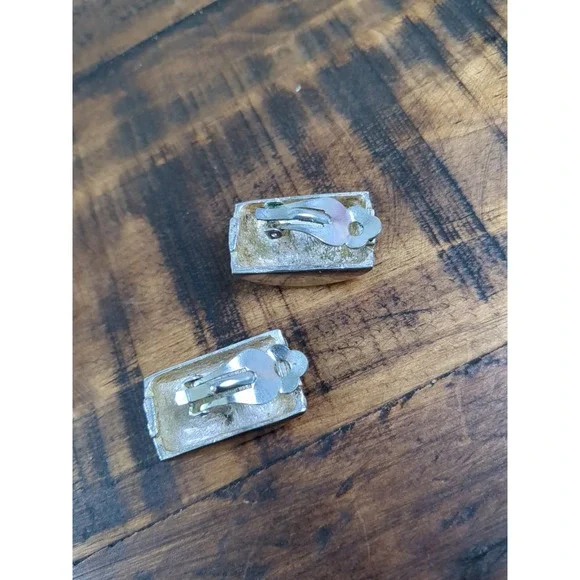 Choker Bib‎ Style Necklace w Matching Clip On Earrings, Silver Tone, Chunky - Picture 3 of 6